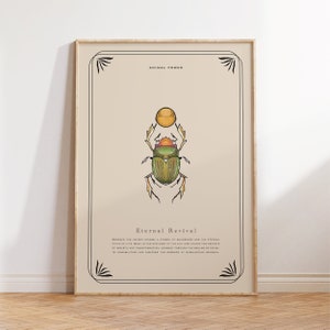 SCARAB Beetle PRINT POSTER, Spiritual Decor, Beetle Art Prints, Bug Art Print Digital Download, Antic Rustic Vintage Home Decor