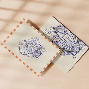 Summer Shell Print, Bathroom Print, Blue Seashells Print, Coastal Wall ...