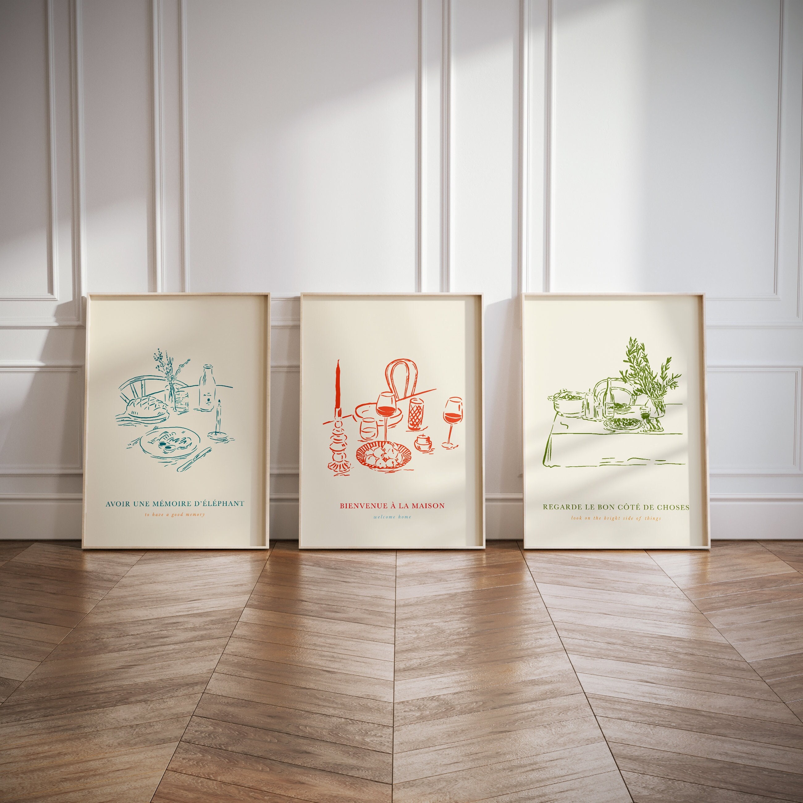 abstract kitchen art prints: modern line drawing set... Modern Kitchen Decor Set of 3 Printables, Dining Room Art, Aesthetic ...