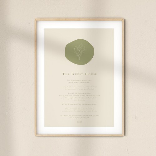 The Guest House by Rumi Poem Print Poetry Print Gift - Etsy
