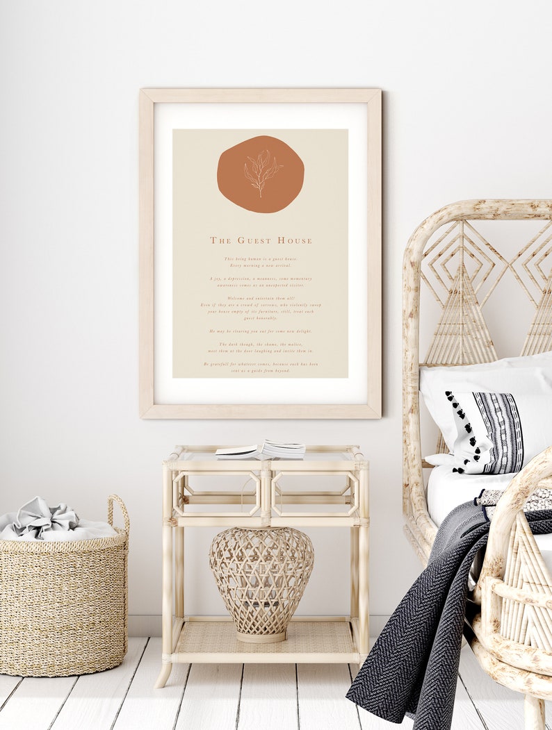 Rumi's Poem Poster Guest House Wall Art Tan Color Quote Etsy