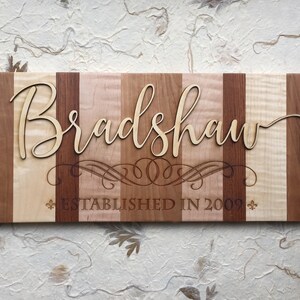 wood laser family sign, wood name plaque, name plaque for wall, family name plaque, family name sign, 8x16 plaque, P003