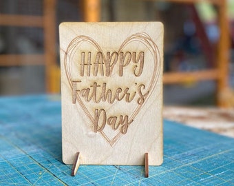 wood card, laser engraved card, Father's Day card, laser engraved Father's Day card, wood greeting card, wood appreciation card, C104