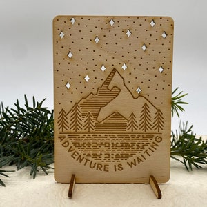 kaarten, adventure card, avontuur is wachtkaart, dankbaarheid kaart, inspiratie kaart, geven dankzij kaart, laser gegraveerde kaarten, PCS012