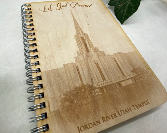 wood cover journal, Jordan River Temple journal, gratitude journal, travel journal, wood journal, engraved journal, temple journal, WJ021