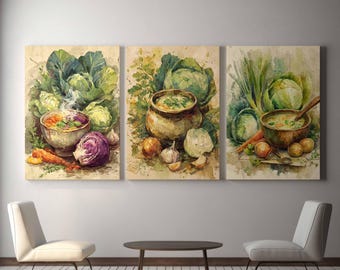 Vegetable Still Life Art Prints, Rustic Kitchen Decor (Set of 3) (Digital Download) 62