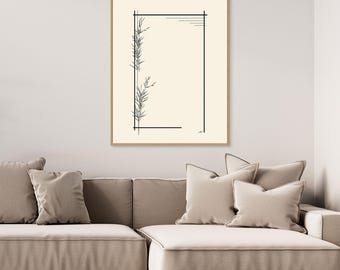 Minimalist Botanical Line Art Print | Neutral Modern Wall Decor