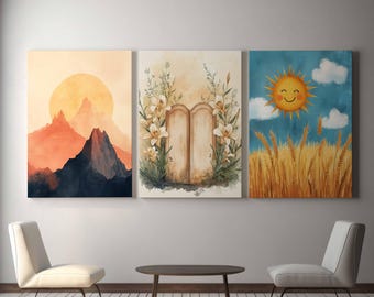 Shavuot Wall Art Set of 12: Rustic Wheat Field Landscape Prints Digital Download 65