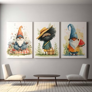 Summer Gnome Printable Wall Art Set, Cottagecore Picnic Decor, Whimsical Garden Gnome Illustrations, Rustic Wall Art for Home Decor 37