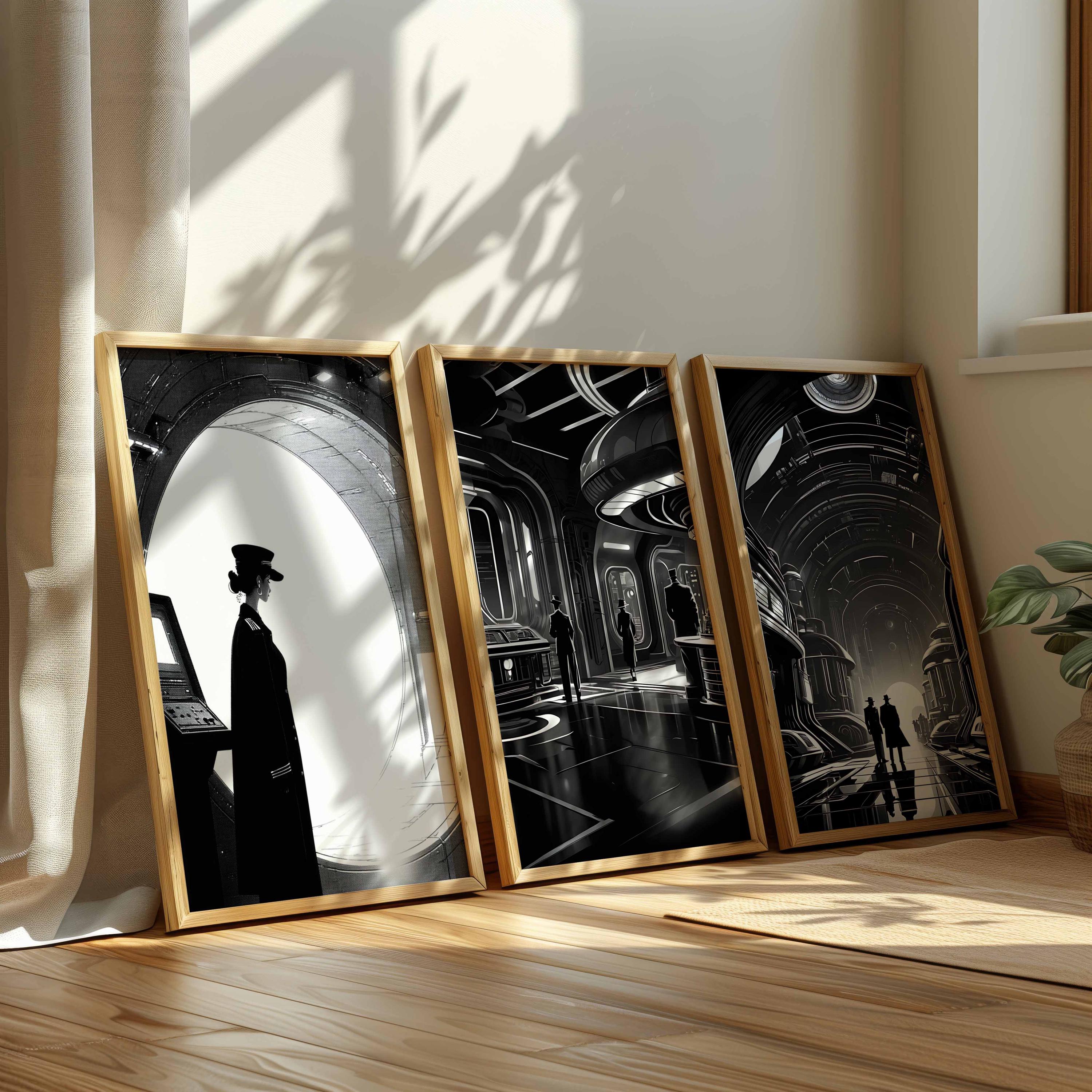 都市風景アートセット：白黒都市プリント（デジタルダウンロード）61