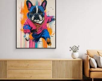 Home Office Pop Art French Bulldog Canvas Wall Art