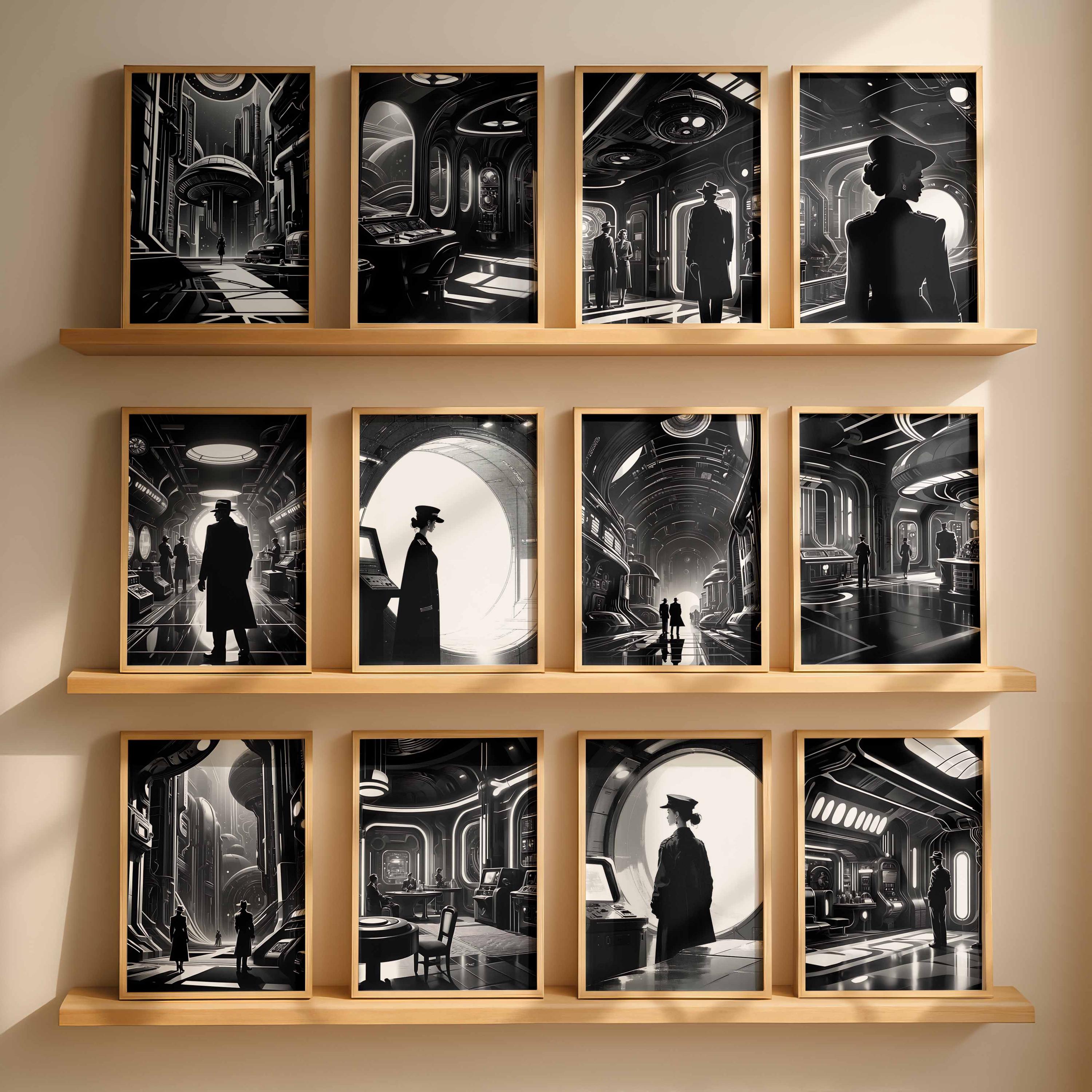 都市風景アートセット：白黒都市プリント（デジタルダウンロード）61