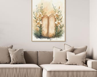 Vintage Lily Arched Doorway Canvas Wall Art