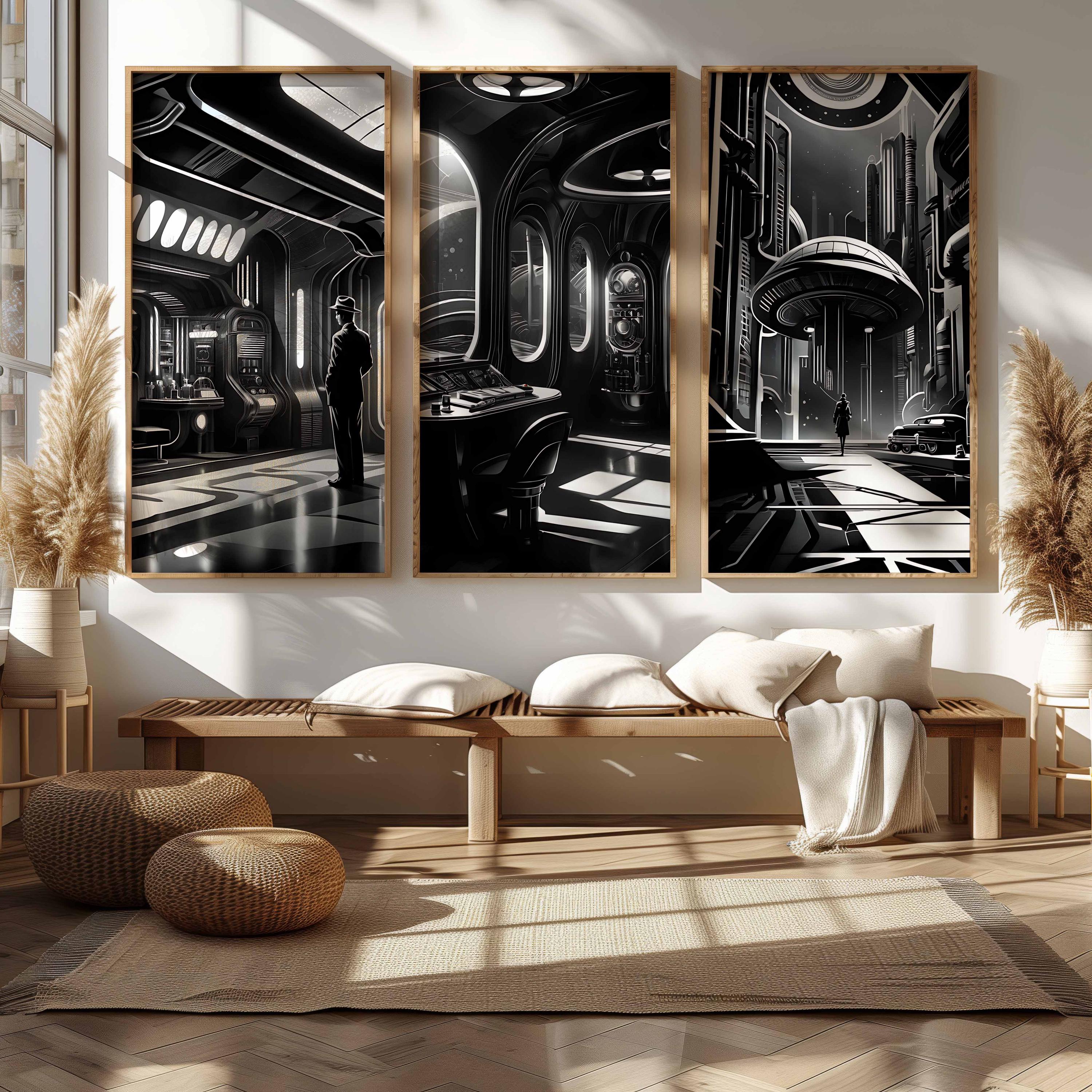 都市風景アートセット：白黒都市プリント（デジタルダウンロード）61