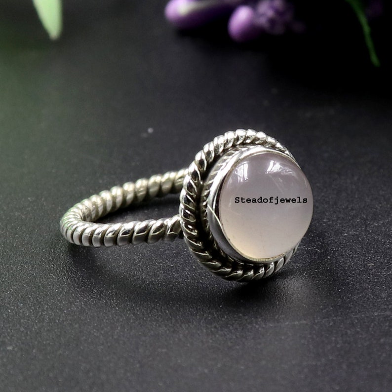 Rose Quartz Ring,925 Sterling Silver Ring,Wanderlust Ring Statement Cocktail Large Gemstone Ring Jewelry Boho Ring Birthstone Gemstone Ring