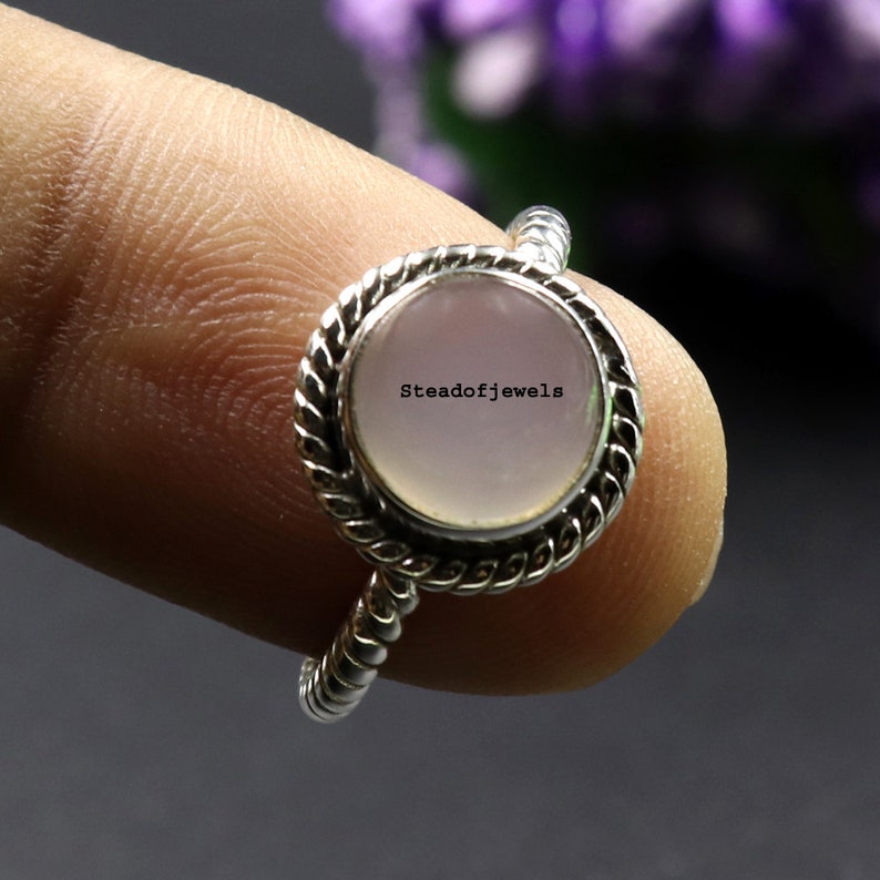 Rose Quartz Ring,925 Sterling Silver Ring,Wanderlust Ring Statement Cocktail Large Gemstone Ring Jewelry Boho Ring Birthstone Gemstone Ring