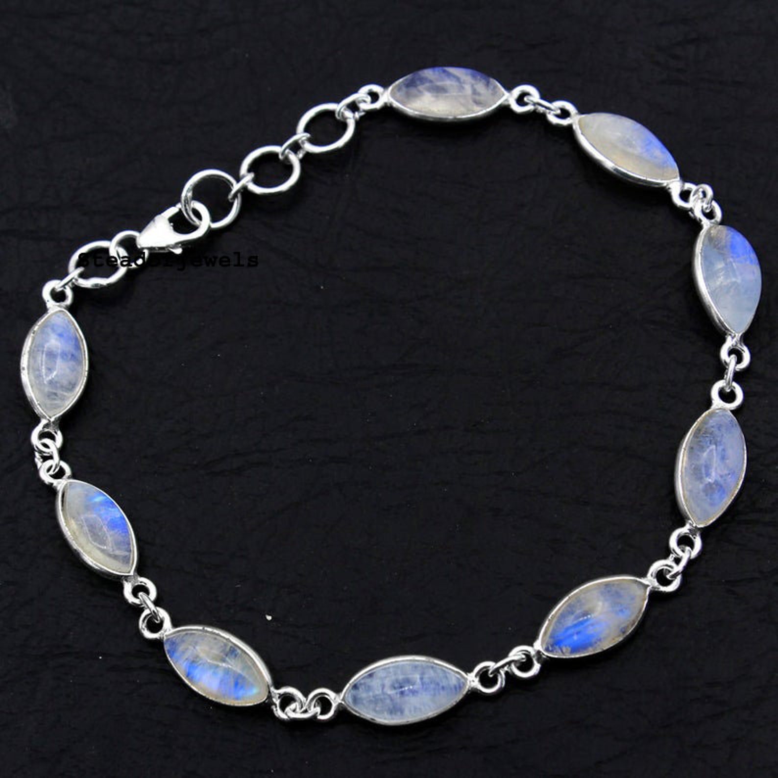 Moonstone Bracelet 925 Sterling Silver Bracelet Handmade Etsy