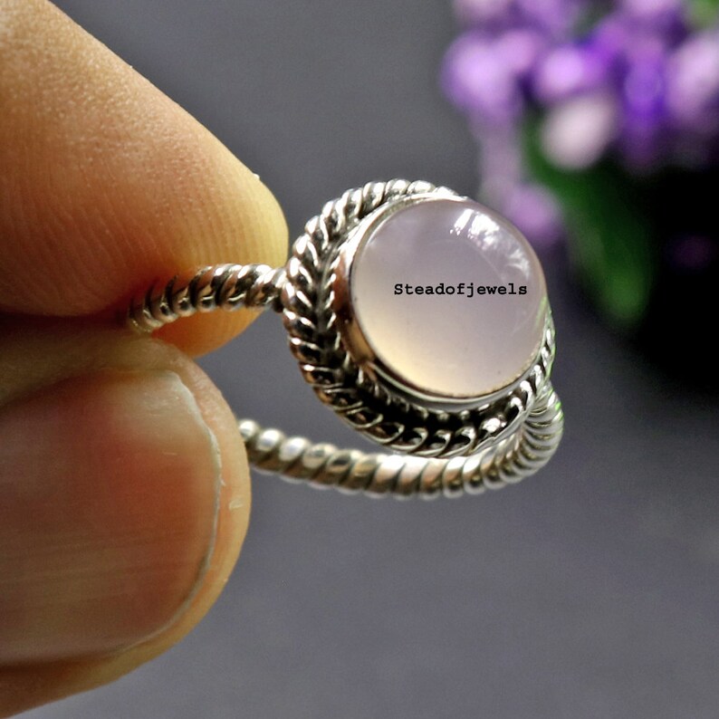 Rose Quartz Ring,925 Sterling Silver Ring,Wanderlust Ring Statement Cocktail Large Gemstone Ring Jewelry Boho Ring Birthstone Gemstone Ring