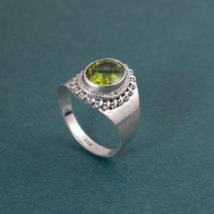 Solid 925 Sterling Silver Natural Peridot Gemstone Boho Designer Statement Ring Jewelry