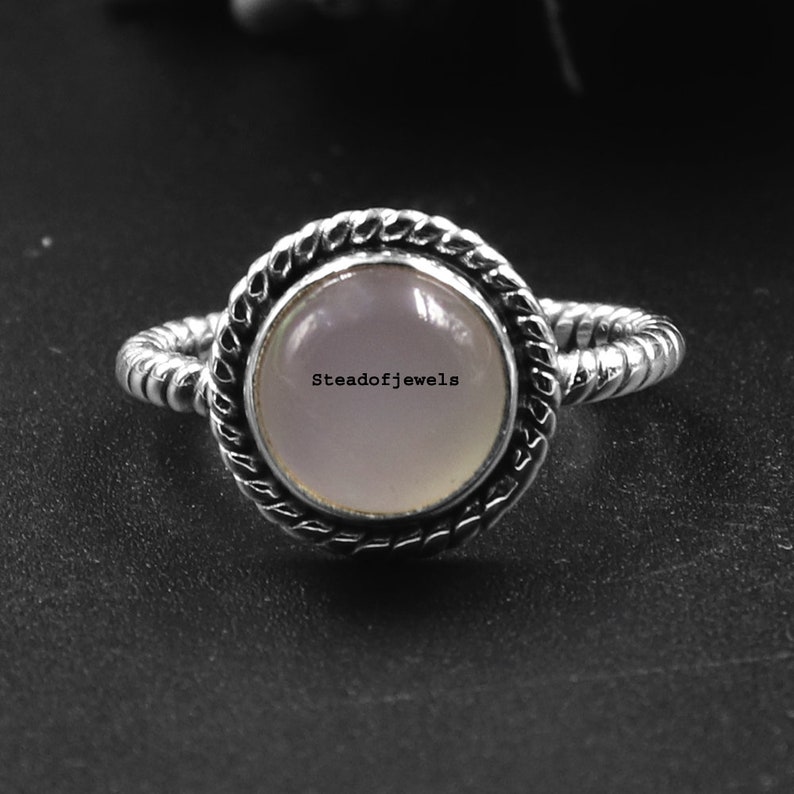 Rose Quartz Ring,925 Sterling Silver Ring,Wanderlust Ring Statement Cocktail Large Gemstone Ring Jewelry Boho Ring Birthstone Gemstone Ring