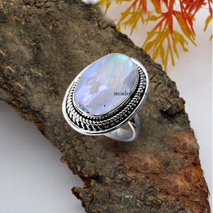 Moonstone Gemstone Ring, Handmade Designer Ring, Boho Ring, Gift For Her, Statement Ring, 925 Silver Ring