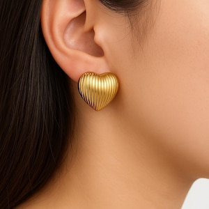 Gold Heart Earrings: Stainless Steel Anti Tarnish Bridesmaid Jewelry
