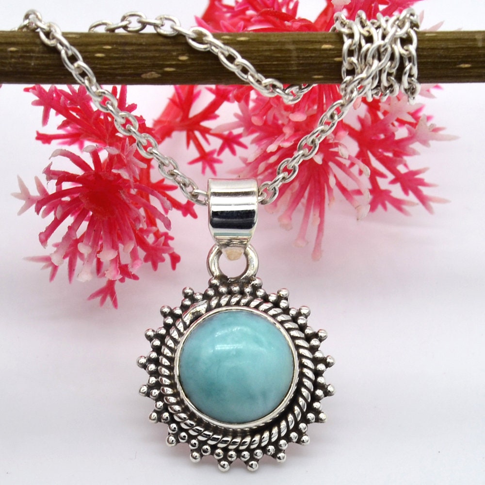 Larimar Jewelry Set Handcrafted Jewelryrare Gemstone Etsy