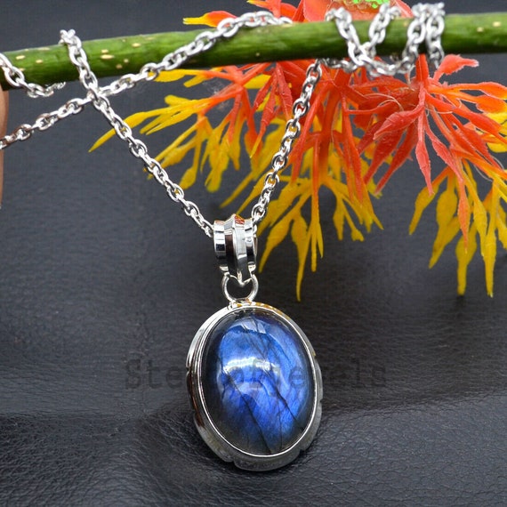 Collana Argento 925 Con Due Labradoriti Blu Sfaccettate Rettangolari – Gioiello Artigianale Firmato Aden - 3