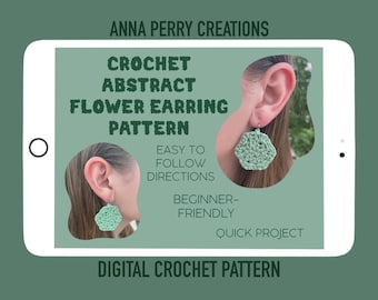 Modèle de boucle d'oreille fleur abstraite au crochet : projet facile pour débutant (Modèle PDF)