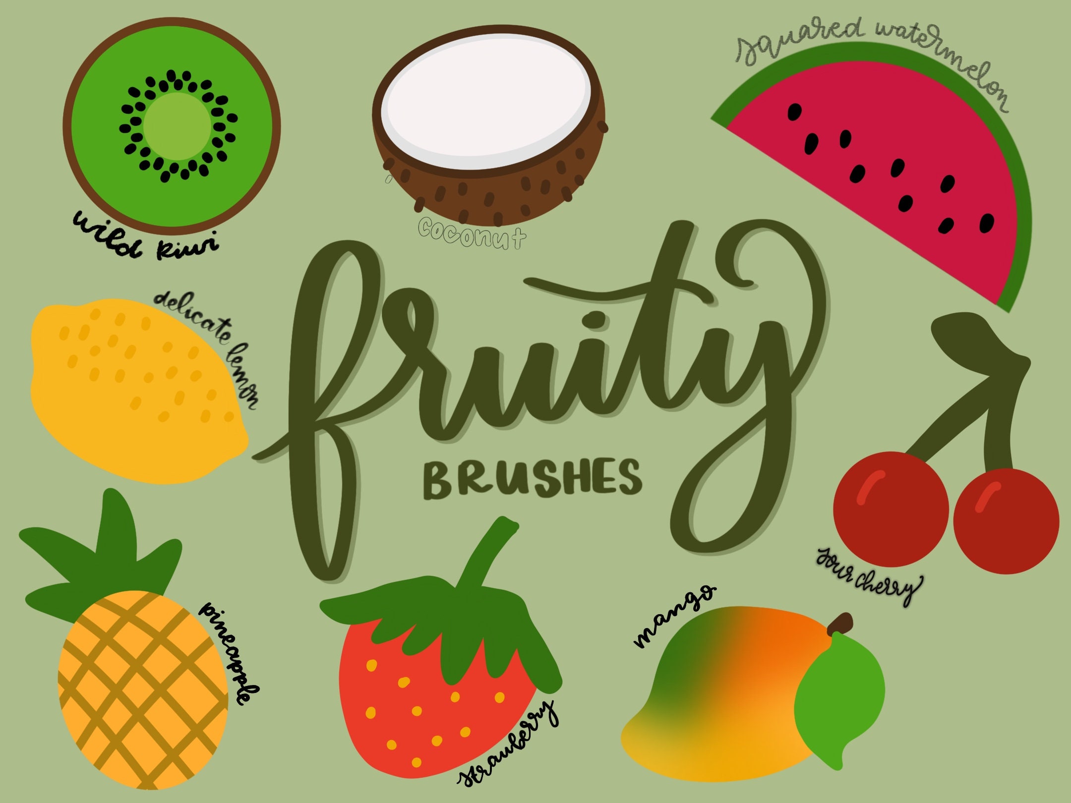Fruity Procreate Brush Set // Fruit Theme // 8 Pack // FREEBIE PALETTE ...