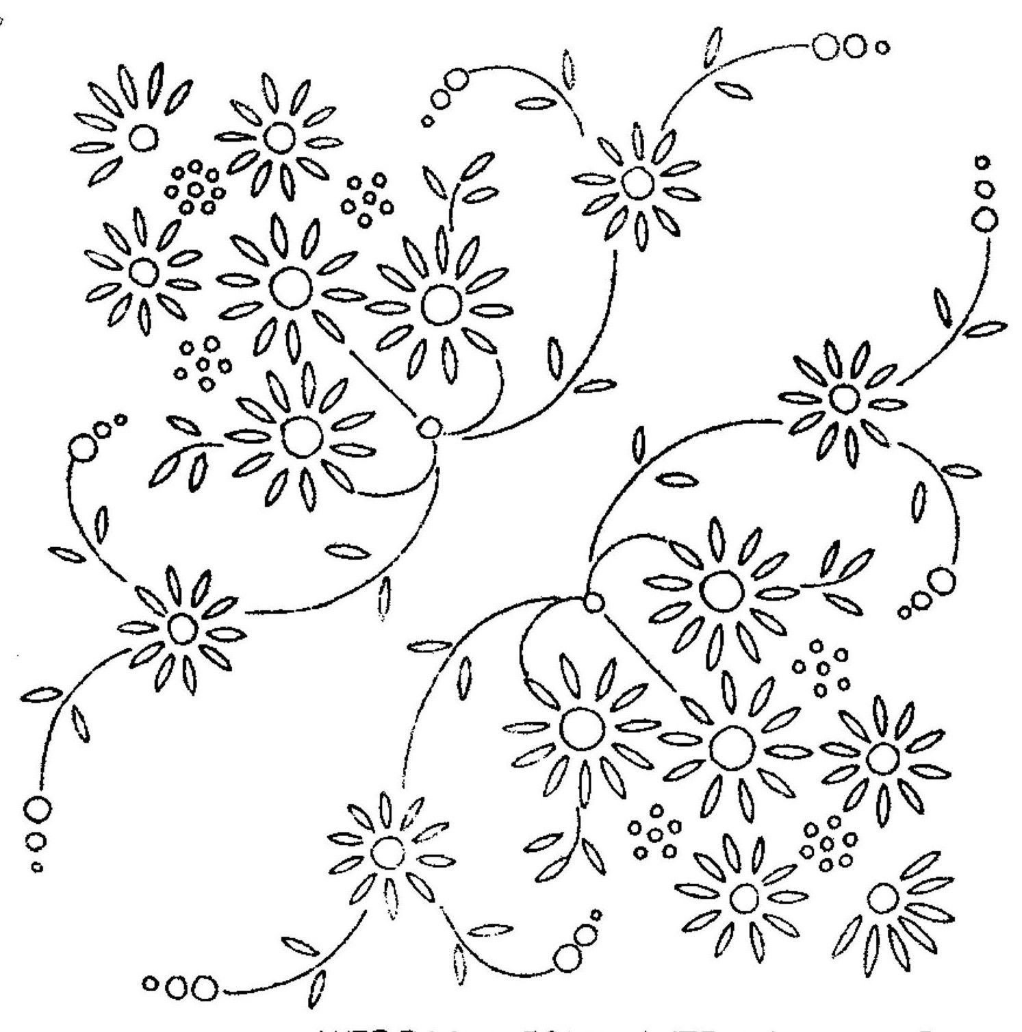 Vintage style retro iron on embroidery transfer daisy flower Etsy