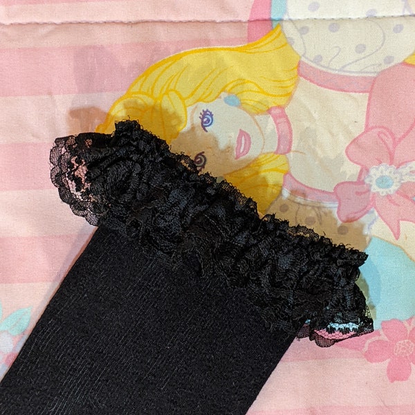 Sock Toppers - Black Sheer Scallop Lace