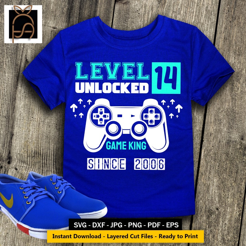 Download Level 14 Unlocked svg 14th Birthday Gamer Boy14 years Old | Etsy