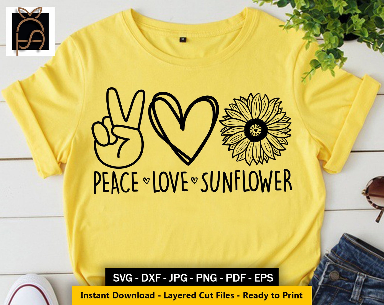Peace Love Sunflower Svg Sunflower Svgsummer SVG Love Etsy