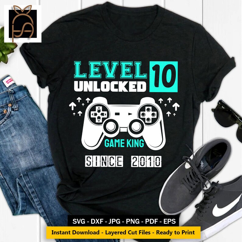 Download Level 10 Unlocked svg 10th Birthday Gamer Boy10 years Old | Etsy