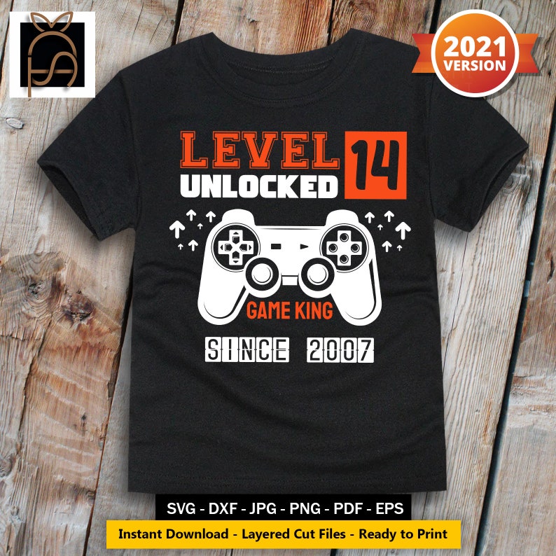 Download Level 14 Unlocked svg 14th Birthday Gamer Boy14 years Old | Etsy
