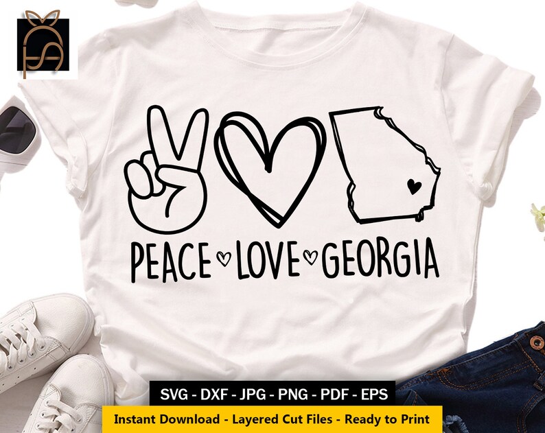 Peace Love Georgia Svggeorgia Svgstate Svglove Georgia | Etsy