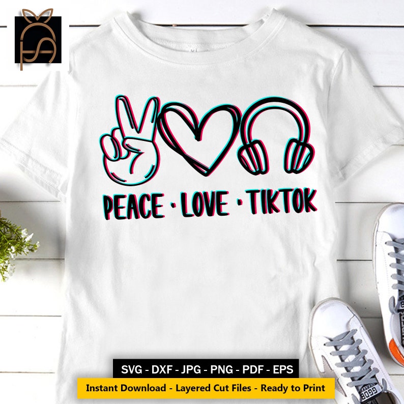 Download Peace Love TikTok SVG Peace love tiktok headphones | Etsy
