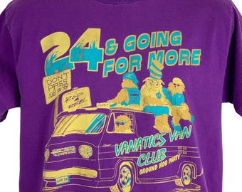 Camiseta vintage Vanatics Van Club de los años 90, Springfield, Illinois, Corvair, morada, talla grande