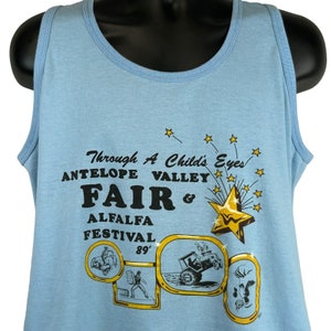 Vintage Antelope Valley Alfalfa Festival Tank Top Mens Large Shirt 80s USA Blue