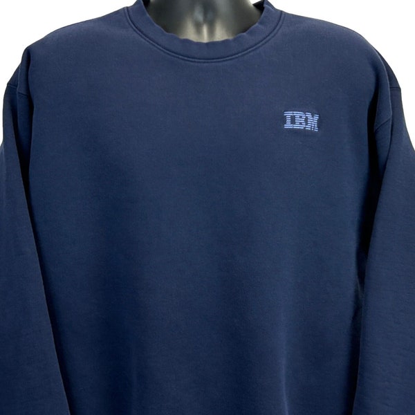 IBM Computers Vintage 90s sudadera 2XL Blue Lands End hecho en EE.UU. Crewneck