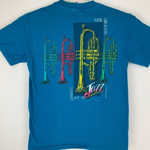 New Orleans Trumpet Jazz Vintage 80s T Shirt Bras… - image 3