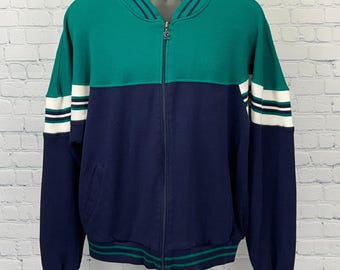 Vintage 80er Jahre Pierre Cardin Sweatshirt Blau Full Zip Langarm Herren L Large