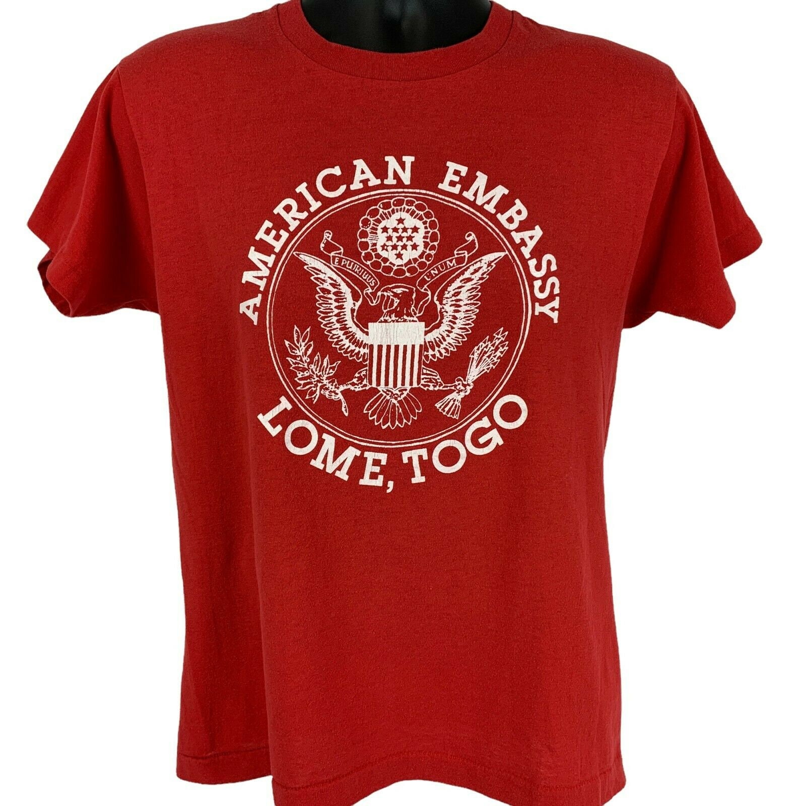 American US Embassy Lome Togo Vintage 80s T Shirt Medium Africa USA Tee