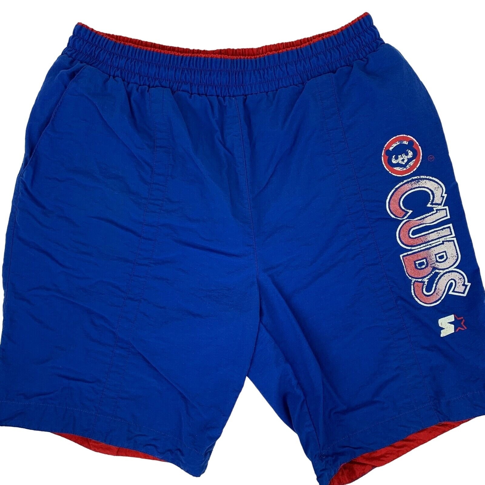 Chicago Cubs Vintage 90s Shorts MLB Baseball Blue Red Pockets