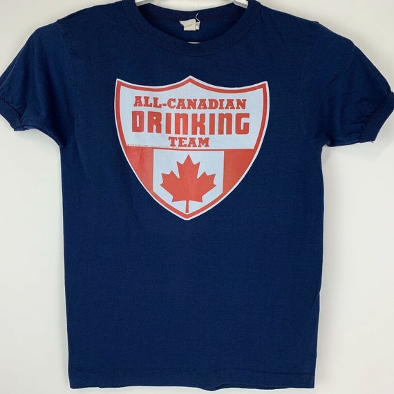 All Canadian Drinking Team Vintage 70s T Shirt Ca… - image 2