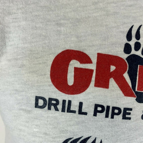 Grizzly Tools Vintage 80s Ringer T Shirt XS Oilfi… - image 4