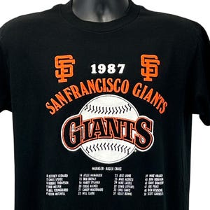 Vintage SF Giants 1987 Roster T-Shirt - Mens Medium Black