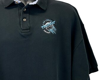 Vintage Las Vegas Thunder poloshirt jaren 90 ijshockey korte mouw zwart XXL 2XL