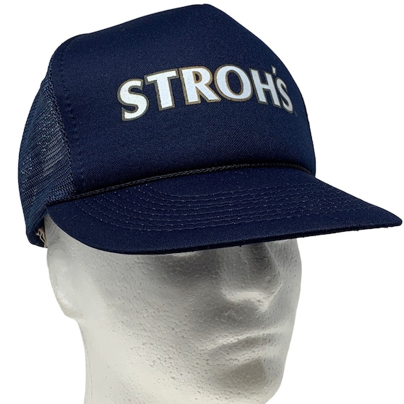 Strohs Beer Snapback Trucker Hat Vintage 80s 90s B